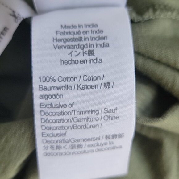 J.CREW Olive Green 100% Cotton Smocked Ruffle Flowy Boho Summer Sleeveless Top M - Picture 5 of 8